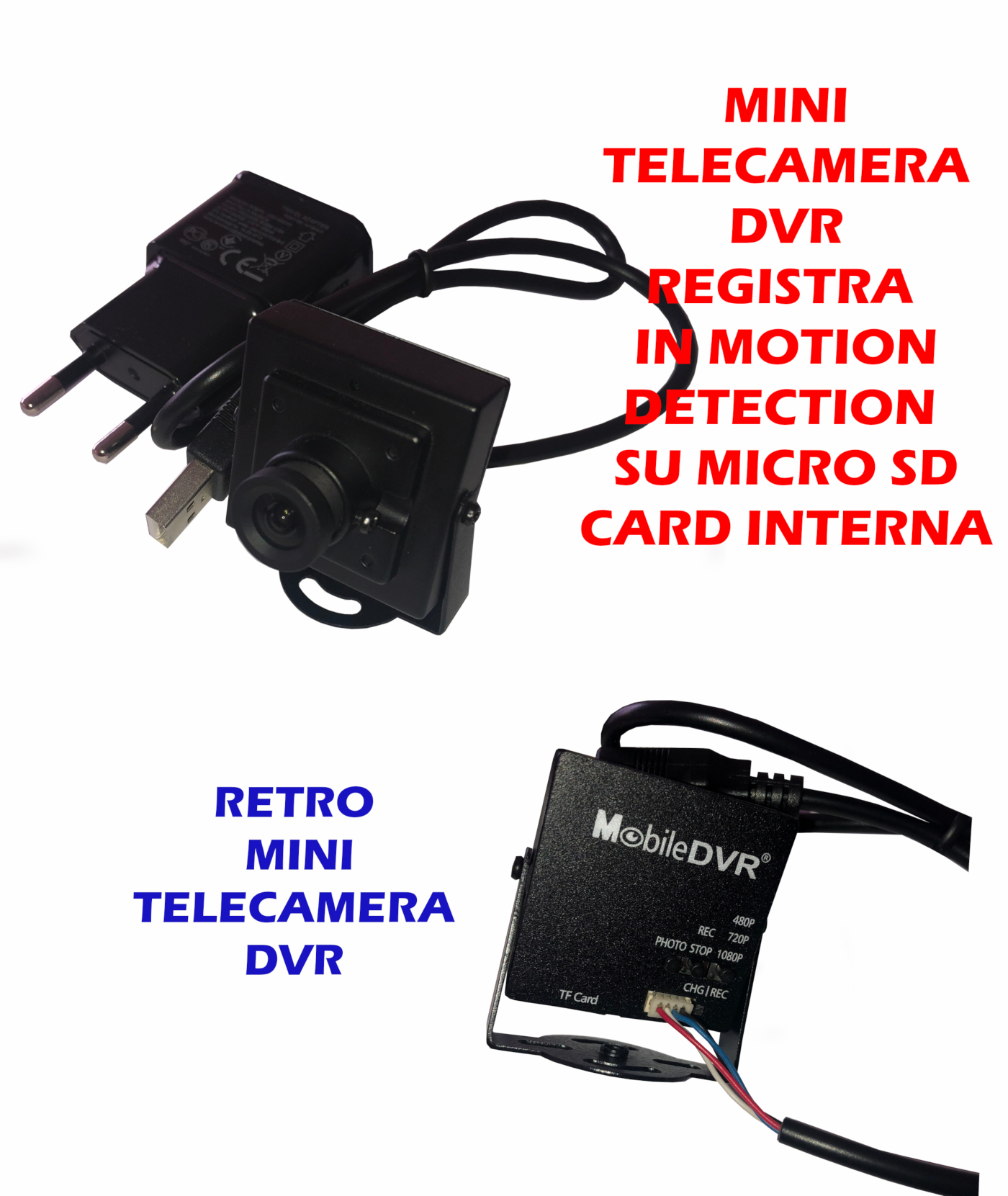Mini Telecamera Professionale con DVR SD Card Motion Detection